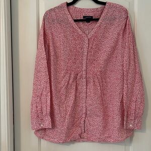 Lands' End Red Patterned Blouse